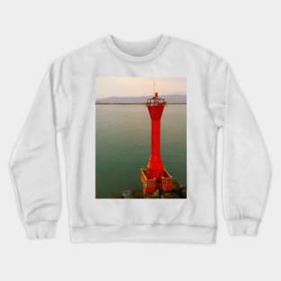 Old red lighthouse in right frame Crewneck Sweatshirt